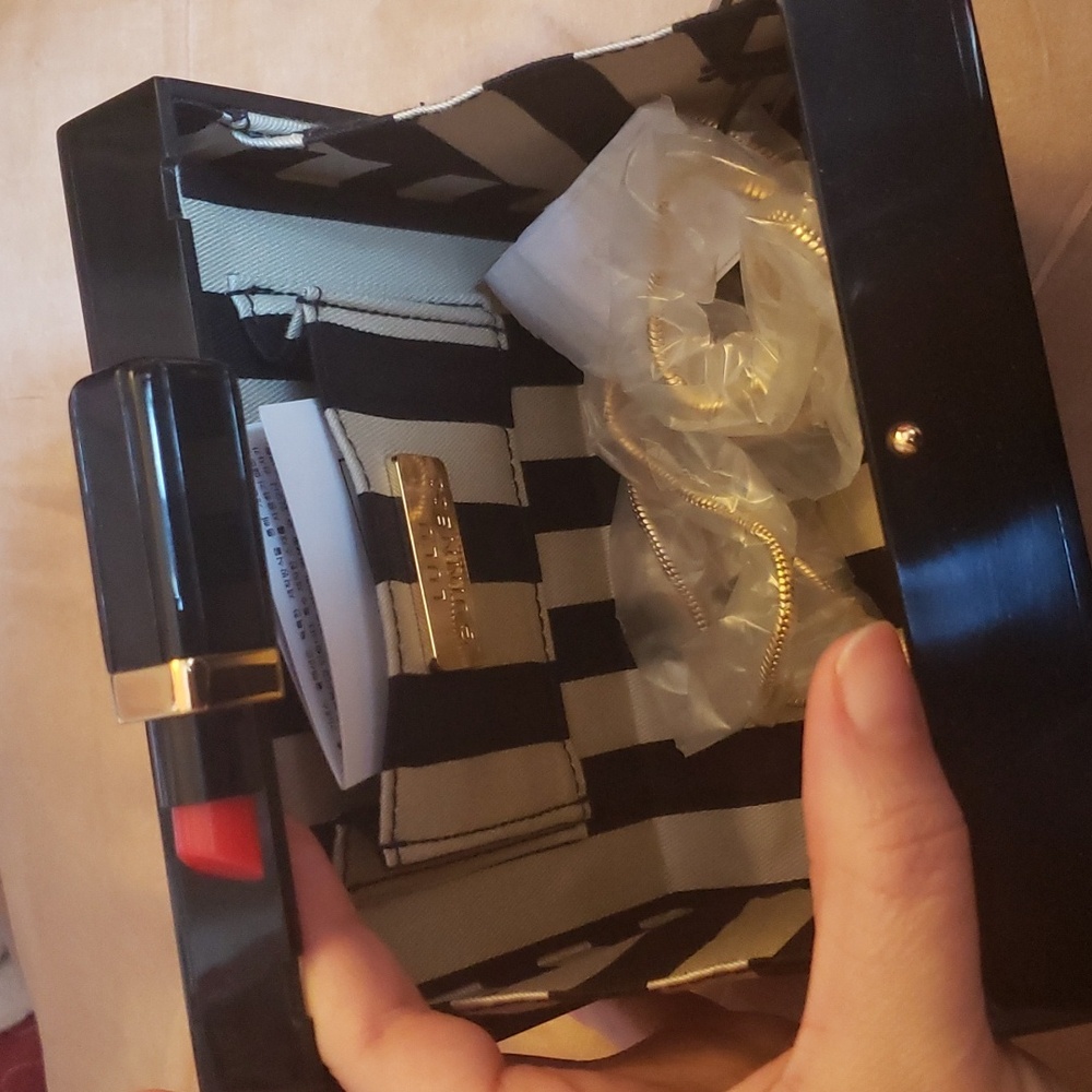 Lulu Guinness Black Lipstick Chloe Clutch Bag View 5